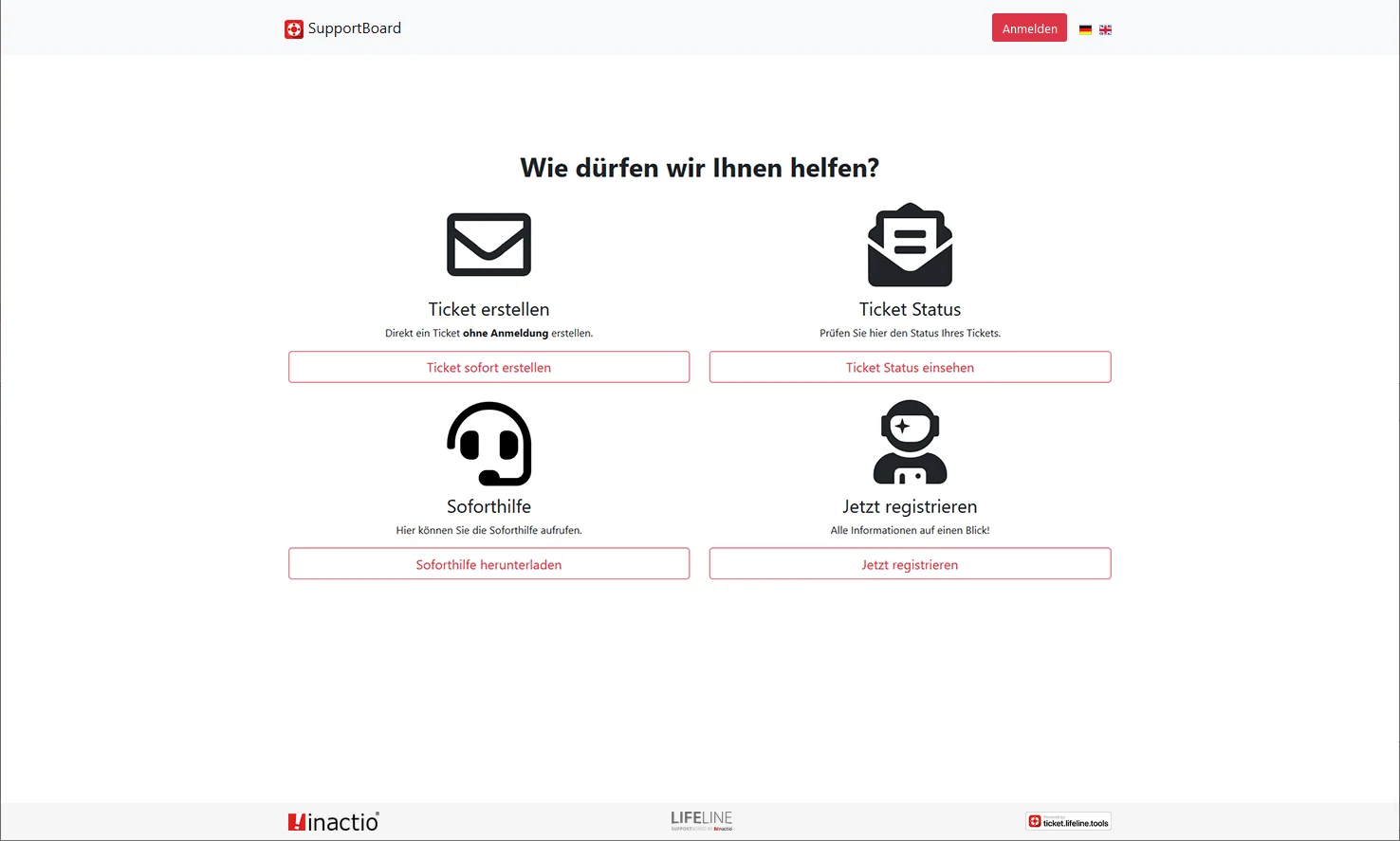 Screenshot: Ticketfrontend für Melder